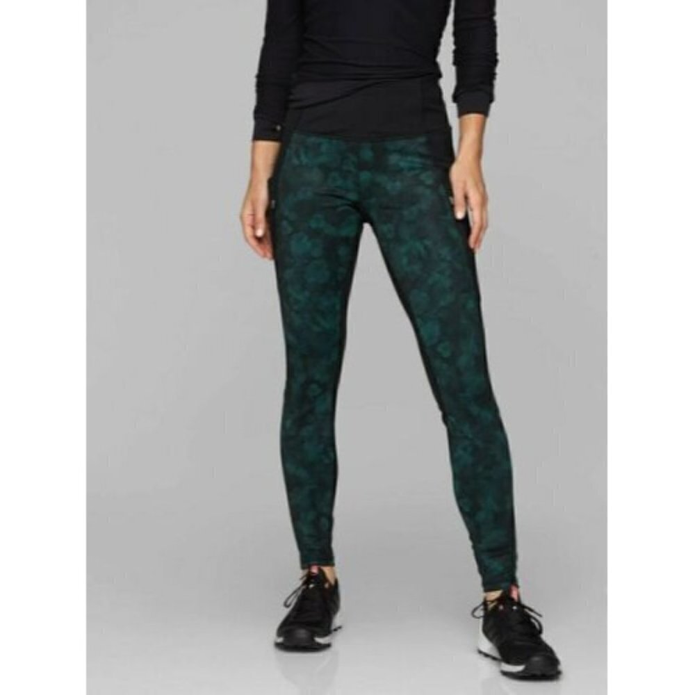 Athleta Women's Leggings Frost High Traverse Abyss Black Green Size S